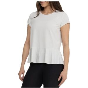 SPANX Women XS Yes Pleats Tee Top T Shirt White Cloud PLEATED Tennis Pickleball